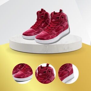 Politix Men's Elite Crimson Velvet High-Top Sneakers Red/White - Size 10